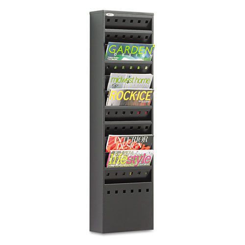 Steel magazine rack, 11 compartments, 10w x 4d x 36-1/4h, black for sale