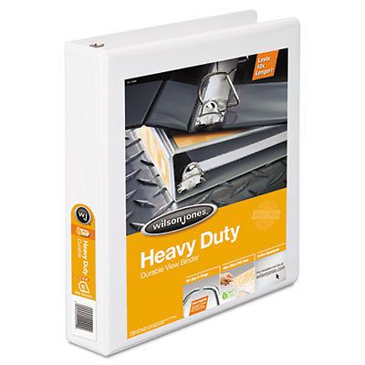 Heavy-duty d-ring vinyl view binder, 1-1/2&#034; capacity, white for sale