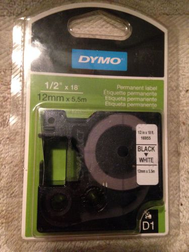 Dymo Permanent High Performance D1 12mm Tape, Black on White #16955