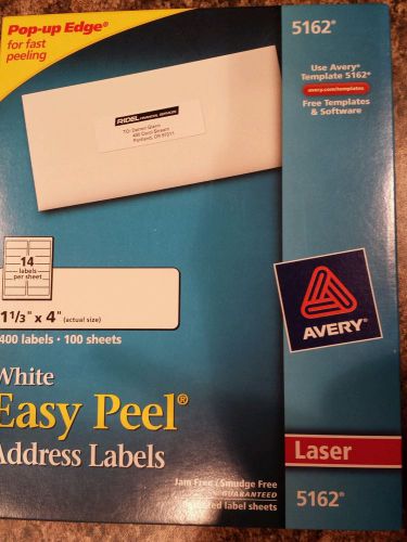 White Easy Peel Address Labels 5162 Avery NEW