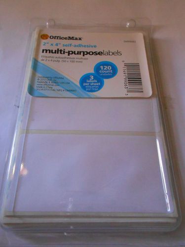 OfficeMax 2&#034; x 4&#034; self-adhesive Multi-purpose labels 3 labels per sheet 120 ct