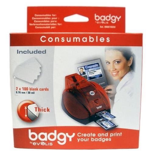 Badgy Pvc Card - Cr-80 - 3.37&#034; X 2.13&#034; - 200 X Card - White - Evolis Vbdg103eu