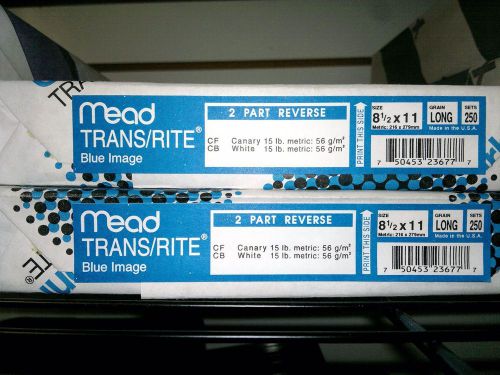 Mead trans/rite 2 part reverse carbonless paper 8.5 x 11 canary/white 1000 sheet for sale