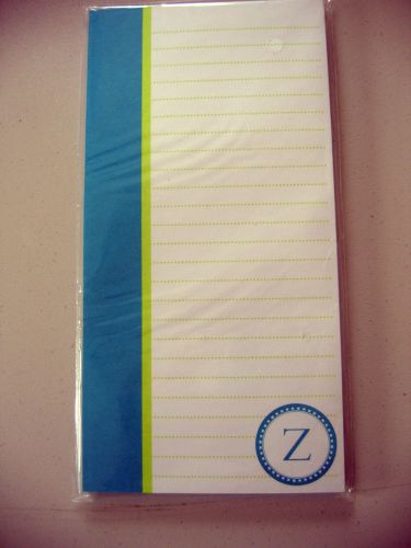 MICHAELS - 80 SHEET MAGNETIC NOTEPAD MONOGRAM &#039;Z&#039; GREEN/WHITE  NIP CUTE!!!!