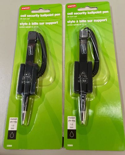 Lot of 2 Staples Coil Security Ballpoint Pen, Brand New