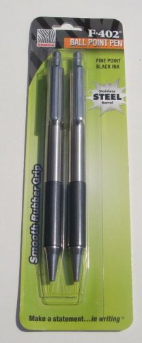 2 ZEBRA F-402 Black Ballpoint Pens Black Ink 0.7mm point