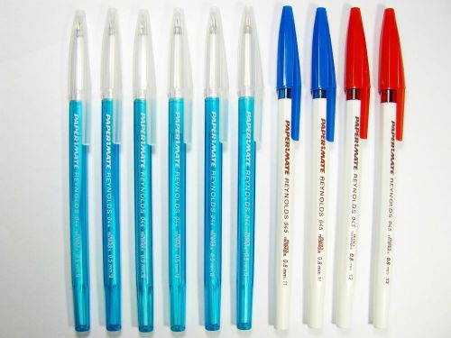 Mix 10 pens all paper mate blue,red ink ballpoint pen reynolds 044-045 0.5-0.8mm for sale