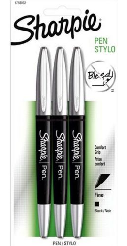 3 SHARPIE GRIP Fine Point Pens * BLACK INK