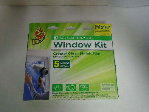 NEW DUCK 5 WINDOW SHRINK FILM INSULATION INDOOR KIT 62&#034; HIGH X 210&#034; WIDE, NIB