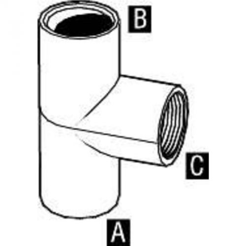 PVC Sch 40 Slip X Fip Tee 1&#034; X 1&#034; X 3/4&#034; 402-131 Mueller B and K 402-131