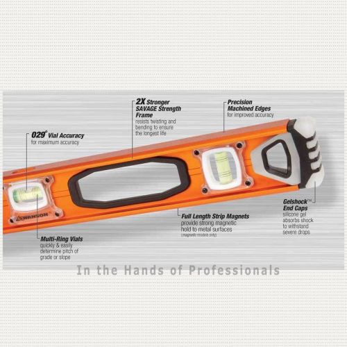 Swanson Tool SVI480 Savage 48&#034; Pro I-Beam Optical Level w/Gel End Caps Non-Magn