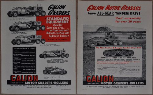 1951 GALION Motor GRADER advertisements x2, Canadian advert vintage construction