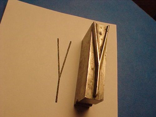 Letterpress printers cut Ornamental Initial - Y - Monogram,Condensed,Upper OLD!