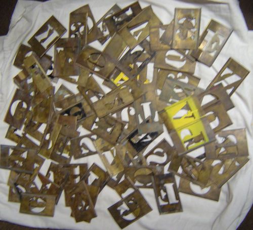 C S HANSON BRASS 4&#034; LOCKING STENCIL LETTERS, 81 TOTAL