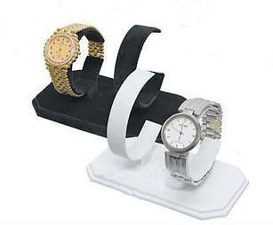 Black Velvet Watch Stand Display holds 2 watches