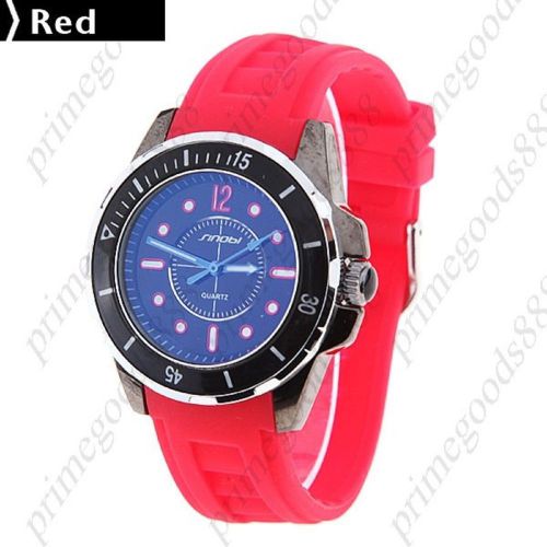 Unisex quartz watch wrist watch rubber band free shipping wholesale in red for sale