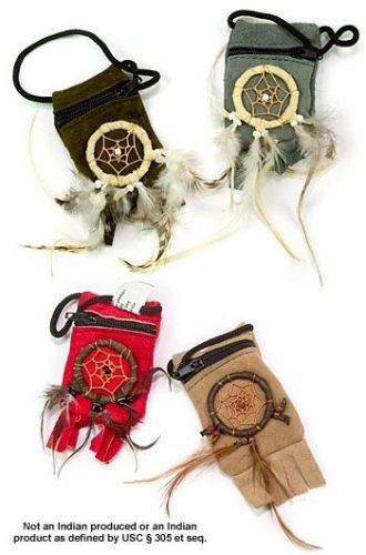 50 pcs Wholesale Gen. Leather Fringe Dream Catcher Zipper Pouch Bag &amp; Strap