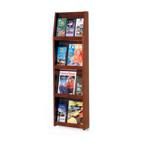 Wooden Mallet LD 49-12 Red Mahogany 12 Pocket Wooden Literature Display Rack