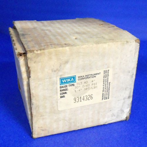 WIKA 4&#034; DIAL 60 PSI 1/4&#034; NPT LBM TYPE 213.40 PRESSURE GAUGE, 9314326, NIB