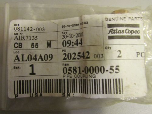 Atlas Copco Bulkhead Pipe Coupling 0581-0000-55 Pack of 2