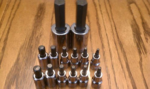 14  New Craftsman 1/2, 3/8, in Drive Socket Set, Hex Allen Bit, Metric, SAE, USA