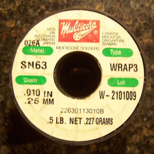 MULTICORE SN63 WRAP3 0.010 INCH DIA. SOLDER 0.5 LBS. 0.227 GRAMS