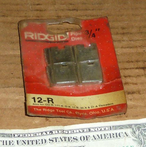 Ridgid pipe threader die set,3/4,12-r,oo-r,111-r,o-r,30-a,31-a,unused old stock for sale