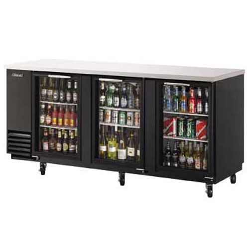 Turbo tbb-4sg back bar cooler, 3 swing glass doors, 8 shelves, 90.39&#034; long x 27. for sale