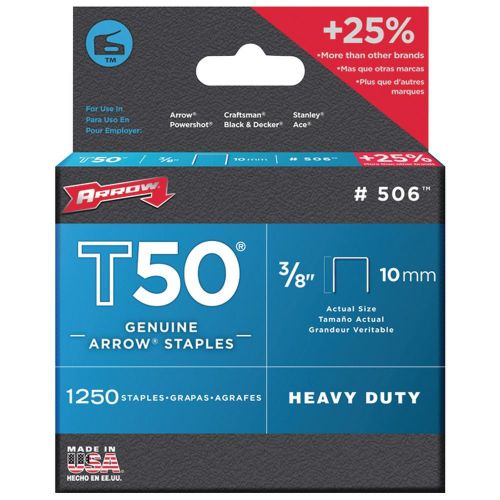 BRAND NEW - Arrow Fastener 50624 T50(r) 3/8&#034; Staples; 1,250 Staples Per