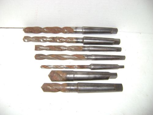 Seven vintage taper shank machinist drill bits-ampco,--cle-forge--union twist co for sale