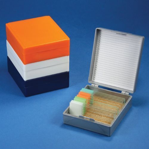 Slide box for 25 slides, cork lined, gray 513075a globe scientific for sale