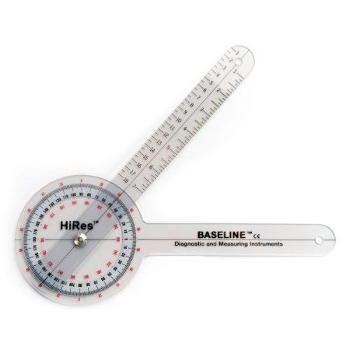 NEW Baseline Plastic HiRes 360 Degree ISOM Goniometer  6&#034; Length