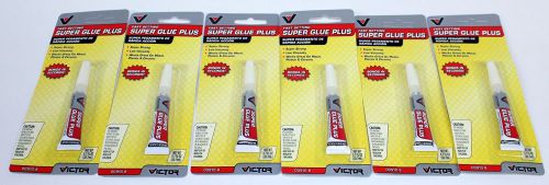 SUPER GLUE PLUS, LOT OF 6 TUBES VICTOR FAST SETTING SUPER GLUE, NEW IN BOX