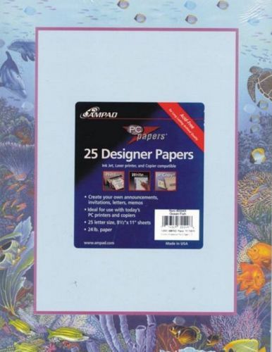 Ampad Computer Printer Copier paper 25 sheets ocean fish dolphin beach acid free