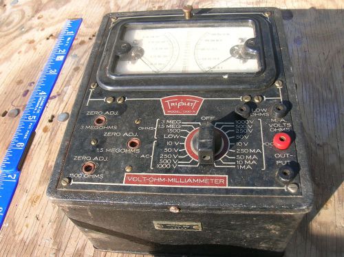 Triplett Model 1200A Volt Ohm Milliammeter ,Bluffington Ohio ,OLD ANTIQUE