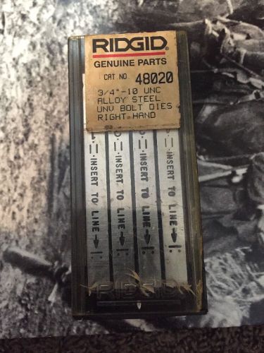 Ridgid 3/4&#034;-10 UNC Alloy Steel Universal Right Hand Bolt Dies 48020 NOS