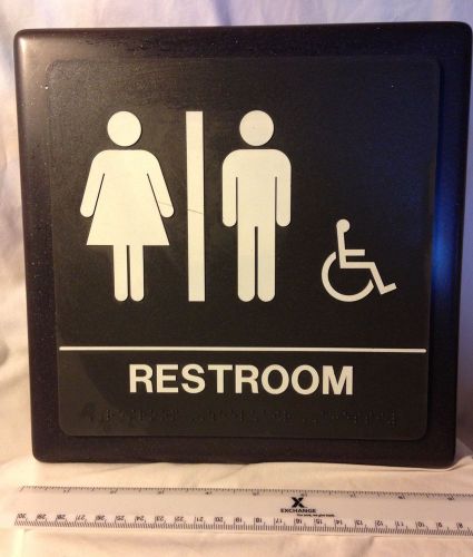 Braille ada-restroom sign:women-men-handickap-accessiblew/base/plastic-9.5&#034;x9.5&#034; for sale