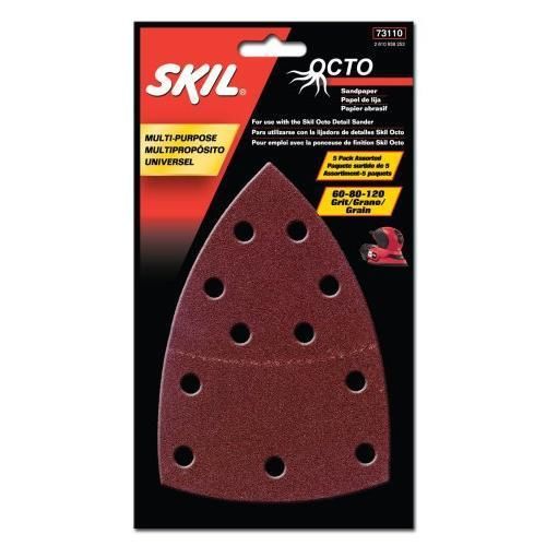 SKIL 73110 Octo Sandpaper 60-80-120 Grit Variety - 5 Pack New