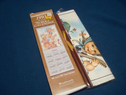 Vintage 1993 All Cane Scroll Calendar 12X33 Boy/Girl &amp; Puppy