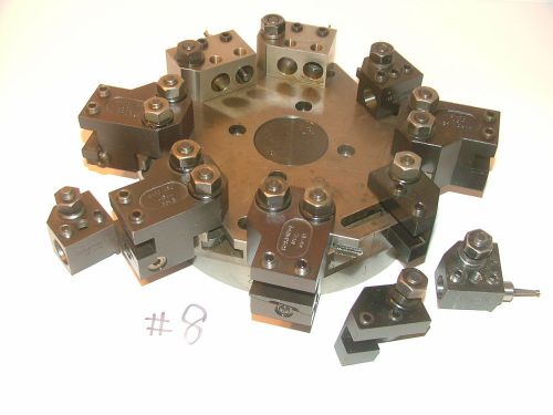 Hardinge CHNC 8 Station Turret Plate with Tool Holders, 4 CC-13 Adj Wedge &amp; More