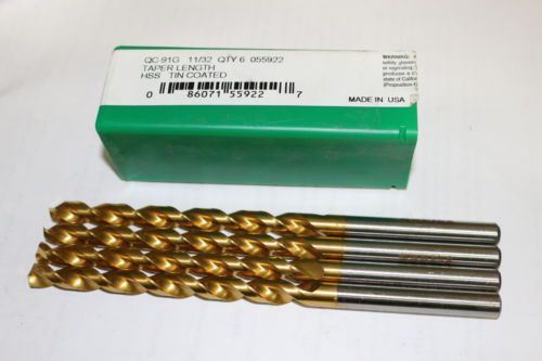 1 new PTD 11/32&#034; QC-91G Precision Twist Taper Length Drill Bit TiN Parabolic USA