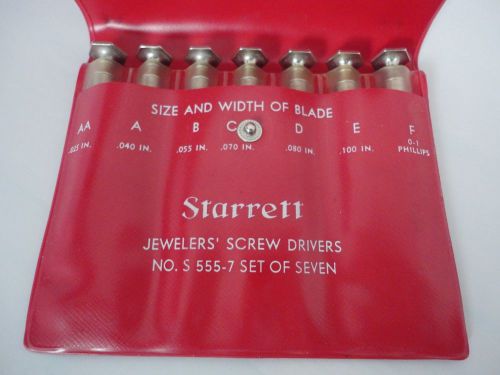 7 pc set starrett jewelers screw drivers screwdrivers no. s 555-7 machinist case for sale