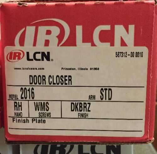 NEW IR LCN 2010 SERIES MODEL 2016, RH, STD ARM, WMS Screws, DKBRZ Finish Plate