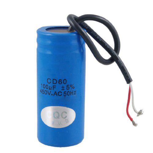 100uF 450V AC CD60 2 Black Wire Lead Motor Start Run Capacitor DP