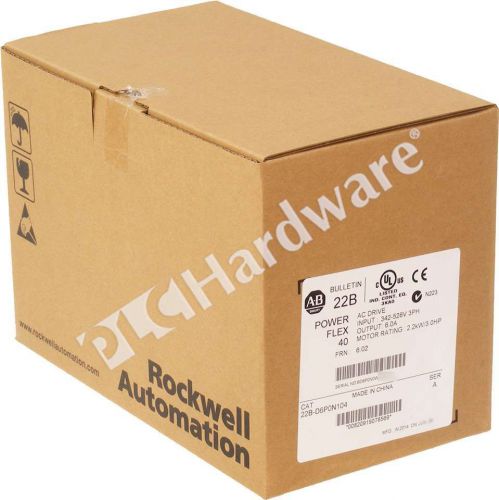 New sealed allen bradley 22b-d6p0n104 /a 2014 powerflex 40 ac drive 480v 6a 3hp for sale