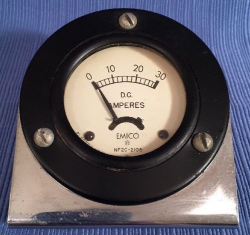 Emico D.C. Amperes Meter 0-30 Gauge Model NF2C-2105 Aug 1951 Bakelite Mount