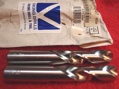 2pc NEW VIKING DRILL 260 24280 45/64&#034; HSS Screw Machine Length Drill 118° Point