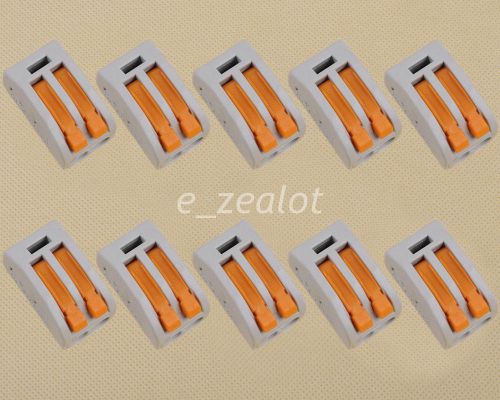 10pcs spring lever push fit reuseable cable cage clamp 2 wire  perfect for sale