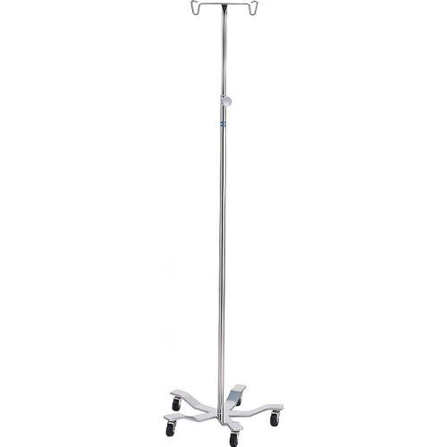 Pedigo Hand Operated 5-Leg Base SS IV Stand With 2-Hook