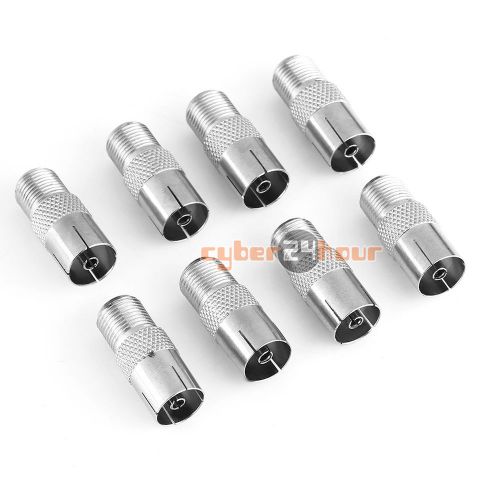 8pcs F female jack to IEC PAL DVB-T TV female jack RF adapter connector